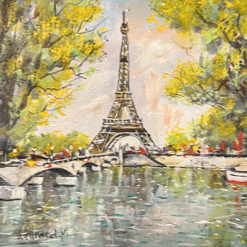 Painting Printemps sur la seine by Lallemand Yves | Painting Figurative Urban Acrylic