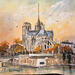 Painting Sérénité sur l isle de la cité by Lallemand Yves | Painting Figurative Urban Acrylic