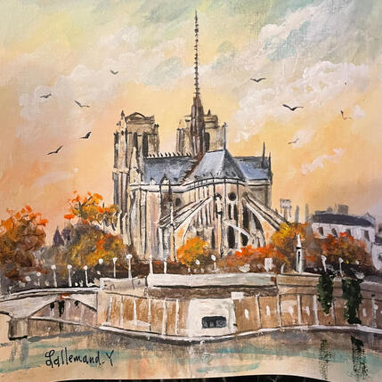 Painting Sérénité sur l isle de la cité by Lallemand Yves | Painting Figurative Acrylic Pop icons, Urban