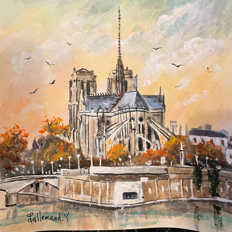Painting Sérénité sur l isle de la cité by Lallemand Yves | Painting Figurative Urban Acrylic