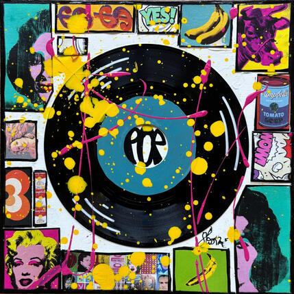 Pintura Pop vinyle (bleu) por Costa Sophie | Pintura