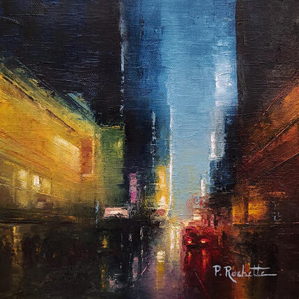 Painting Une soirée sous la pluie by Rochette Patrice | Painting