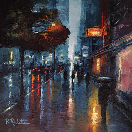 Painting Walking in the rain by Rochette Patrice | Painting