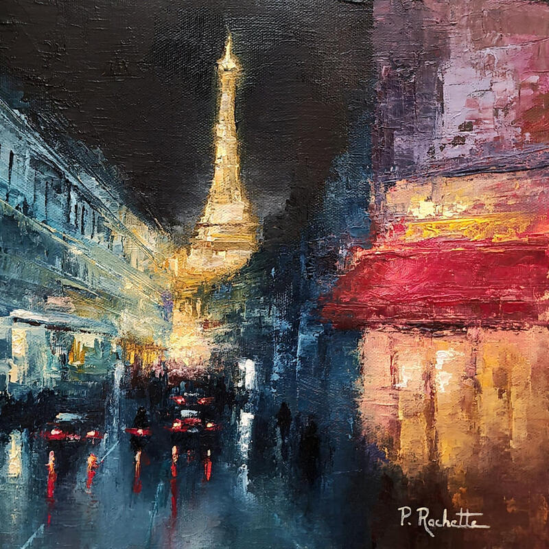 Painting Paris by night by Rochette Patrice | Painting Impressionism Urban Oil