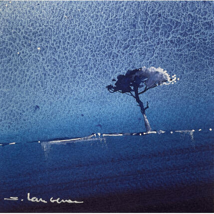 Peinture Brillance bleutée par Langeron Stéphane | Tableau Figuratif Aquarelle Paysages