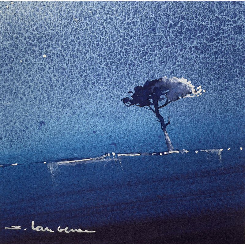 Peinture Brillance bleutée par Langeron Stéphane | Tableau Figuratif Paysages Aquarelle