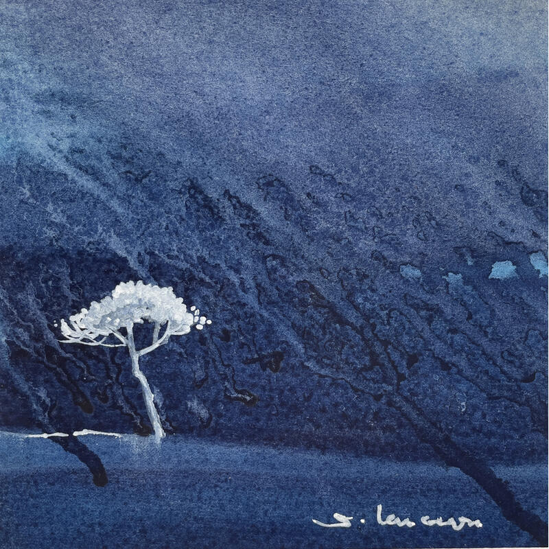 Peinture Rideau de pluie par Langeron Stéphane | Tableau Figuratif Paysages Aquarelle