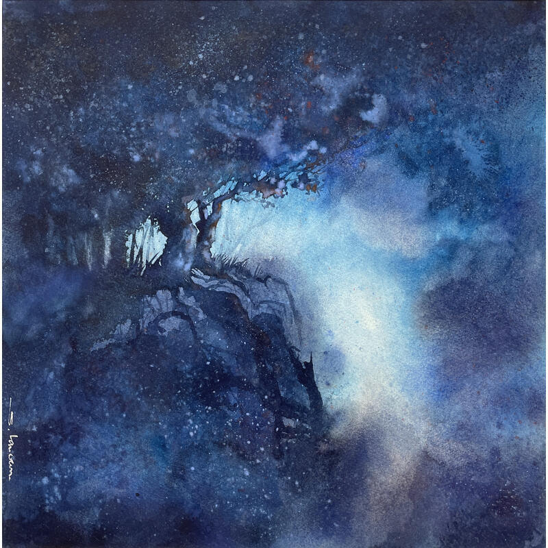 Peinture Au pays des fées par Langeron Stéphane | Tableau Figuratif Paysages Aquarelle