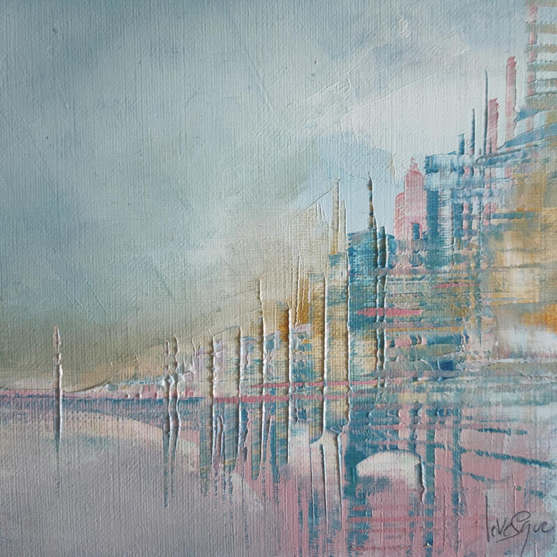 Peinture pont dans la brune par Levesque Emmanuelle | Tableau Huile