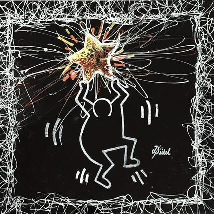 Gemälde keith haring von Pauline Dutel | Gemälde Pop-Art Posca Pop-Ikonen