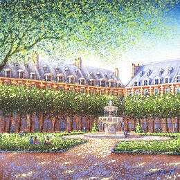 Gemälde A l'ombre de la place des Vosges von Dessapt Alan | Gemälde Figurativ Acryl, Öl Urban