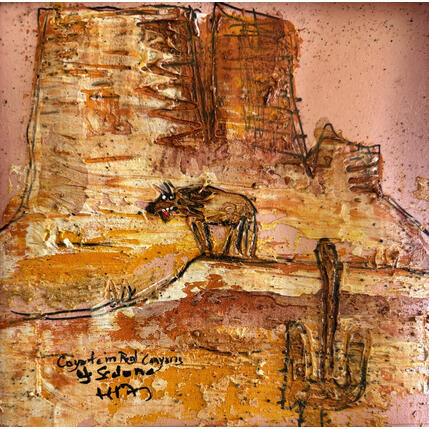 Painting Quiet Coyote by Maury Hervé | Painting Raw art Animals