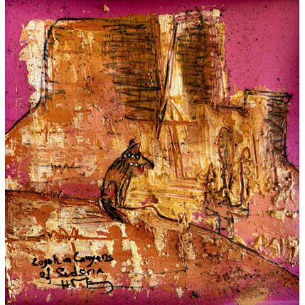 Painting Pink Coyote by Maury Hervé | Painting Raw art Animals