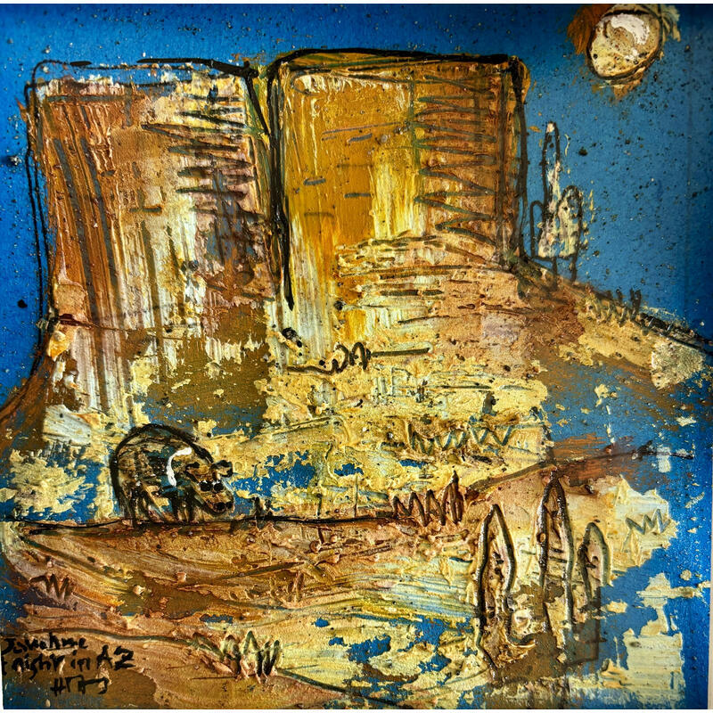 Painting Javelina at night by Maury Hervé | Painting Raw art Animals