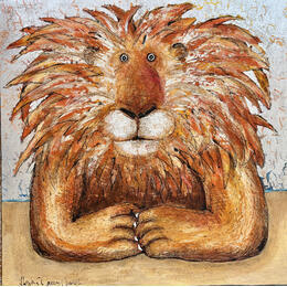 Painting Lion  by Maury Hervé | Painting Raw art Animals