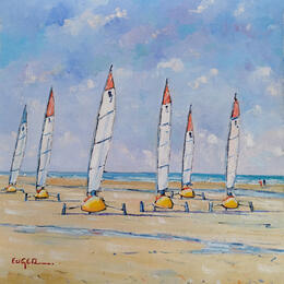 Painting COURSE DE CHARS A VOILE by Euger | Painting