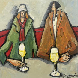 Peinture Le chardonay du marché par Signamarcheix Bernard | Tableau Art naïf Acrylique, Encre, Pastel