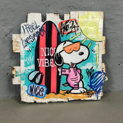 Painting Snoopy I feel like summer by Sufyr | Painting Street art Graffiti, Posca, Wood