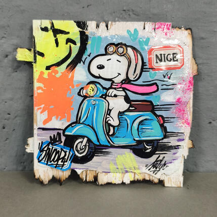 Painting Snoopy vespa by Sufyr | Painting Street art Graffiti, Posca, Wood