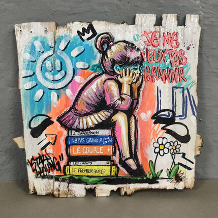 Painting Je ne veux pas grandir by Sufyr | Painting Street art Graffiti, Posca Pop icons