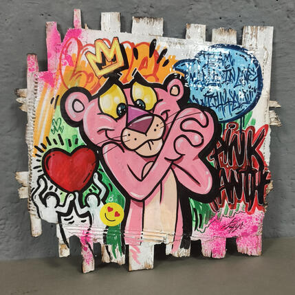 Painting Pink panther I am madly in love with you by Sufyr | Painting Street art Graffiti, Posca, Wood