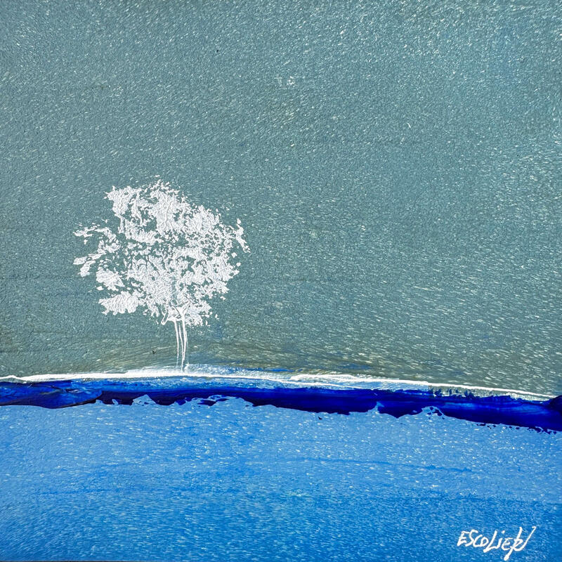 Peinture Au milieu du bleu. par Escolier Odile | Tableau Figuratif Paysages Nature Minimaliste Acrylique