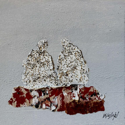 Peinture Avec toi infiniment par Escolier Odile | Tableau Figuratif Acrylique, Collage Paysages, Scènes de vie, Société
