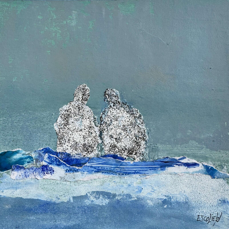 Peinture Paisibles par Escolier Odile | Tableau Figuratif Marine Nature Scènes de vie Acrylique Collage