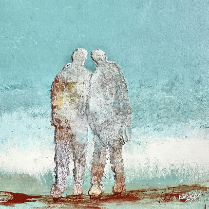 Peinture Un temps pour nous. par Escolier Odile | Tableau Figuratif Acrylique, Collage Marine, Scènes de vie, Société