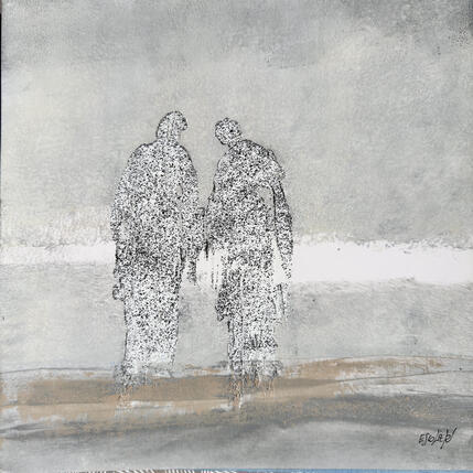 Peinture Lumière posée sur l'horizon par Escolier Odile | Tableau Figuratif Acrylique, Sable Nature, Scènes de vie, Société