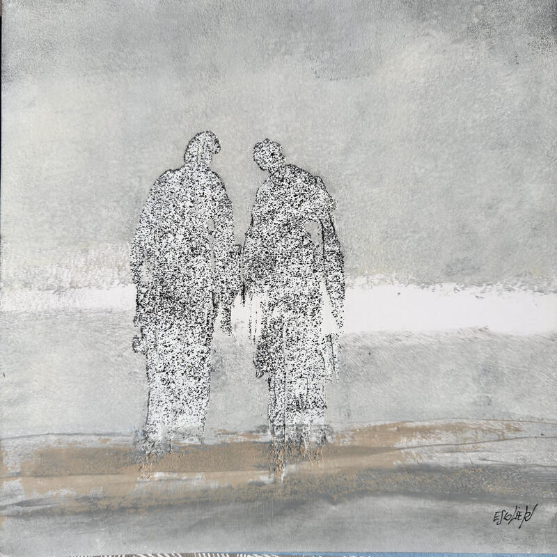Peinture Lumière posée sur l'horizon par Escolier Odile | Tableau Figuratif Société Nature Scènes de vie Acrylique Sable