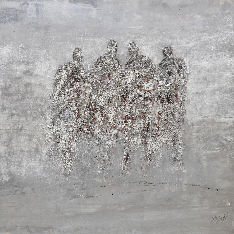 Peinture Groupe matière par Escolier Odile | Tableau Figuratif Société Nature Scènes de vie Acrylique Sable