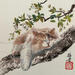Peinture Chat qui dort par Tayun | Tableau Figuratif Animaux Aquarelle Encre