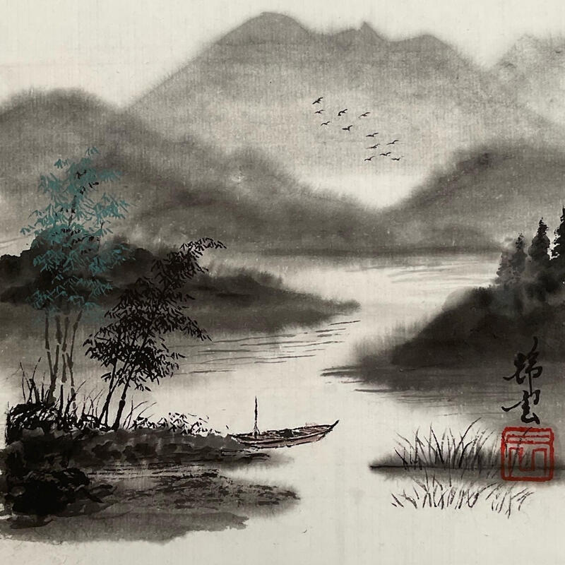 Peinture Brume par Tayun | Tableau Figuratif Paysages Aquarelle Encre