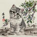 Peinture Chaton par Tayun | Tableau Figuratif Animaux Aquarelle Encre