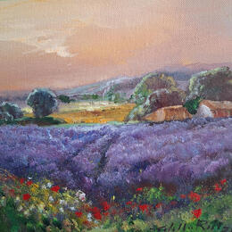 Painting Crepusculo con  lavandas by Cabello Ruiz Jose | Painting