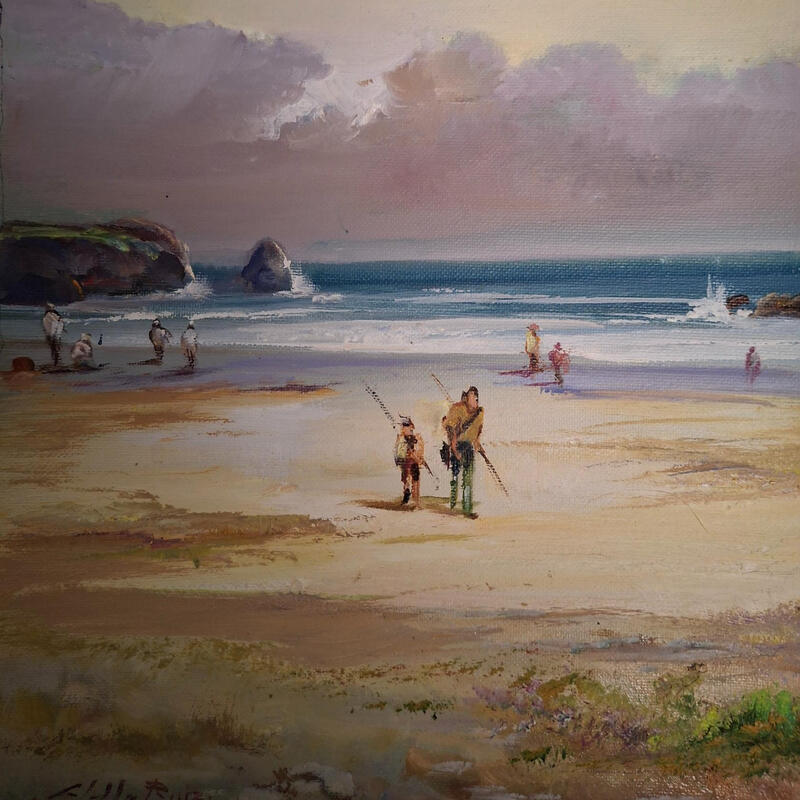 Pintura Regreso de pescar por Cabello Ruiz Jose | Pintura Figurativo Marine Aceite