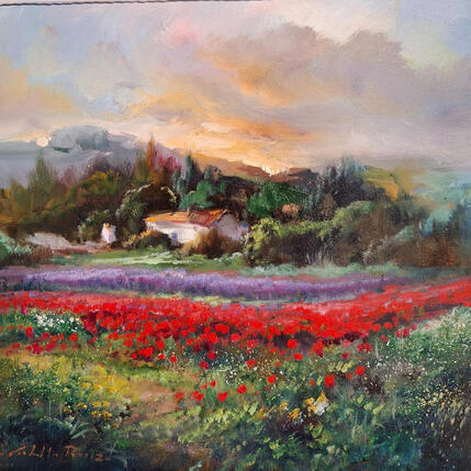 Pintura Atardecer florido por Cabello Ruiz Jose | Pintura