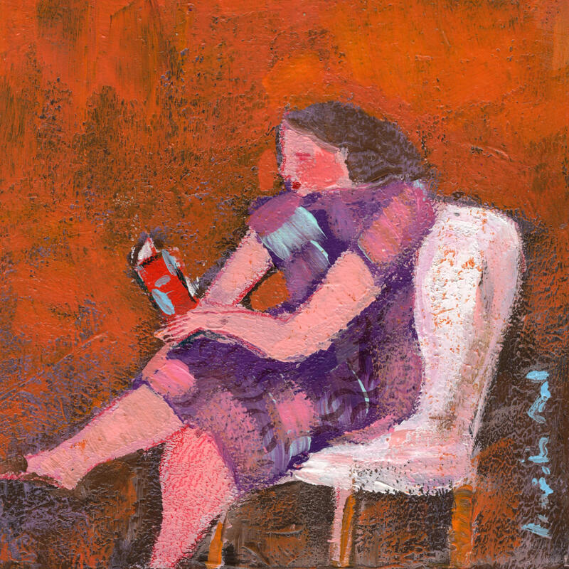Painting La lectrice de Siri Hustvedt by Ral Lourdes | Painting Figurative Portrait Wood Acrylic