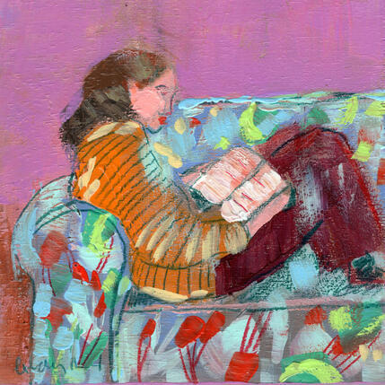Painting L'après-midi by Ral Lourdes | Painting Figurative Acrylic Portrait