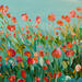 Painting Champ de fleurs roses by Amblard Florence | Painting Landscapes Nature Acrylic