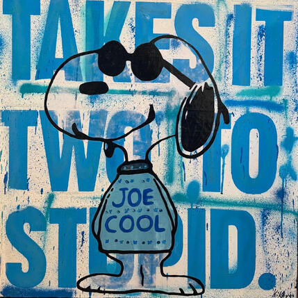 Pintura Snoopy cool bleu por Kikayou | Pintura