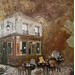 Painting Le café d'en haut by Romanelli Karine | Painting Figurative Acrylic Gluing