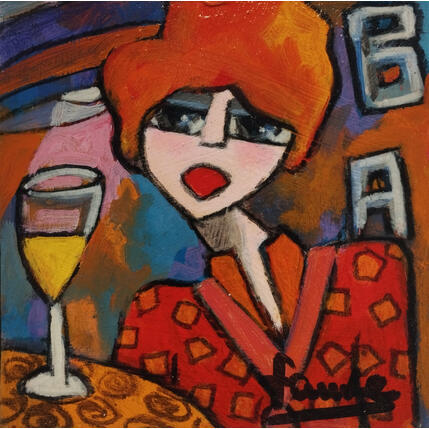 Painting Rousse aux yeux bleus by Fauve | Painting Figurative Acrylic, Oil Life style