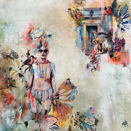 Painting Summer play by Bergeron Marie-Josée | Painting Surrealism Acrylic, Gluing, Oil