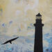 Peinture Lumière derrière le phare par Blandin Magali | Tableau Figuratif Paysages Acrylique