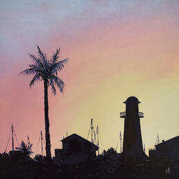 Painting Vers le port by Blandin Magali | Painting Figurative Acrylic Landscapes