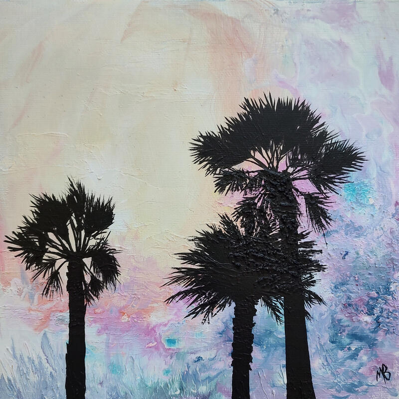Painting Les palmiers by Blandin Magali | Painting Figurative Landscapes Acrylic