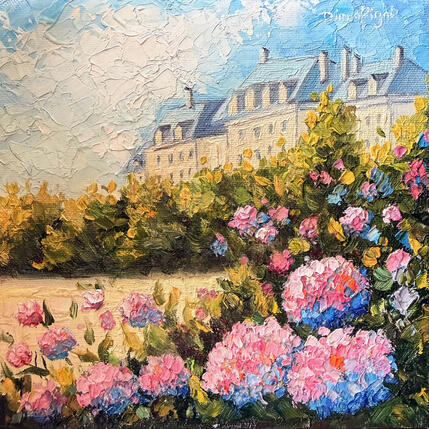 Painting Hydrangeas in Paris by Pigni Diana | Painting Impressionism Oil Architecture, Landscapes, Nature, Pop icons
