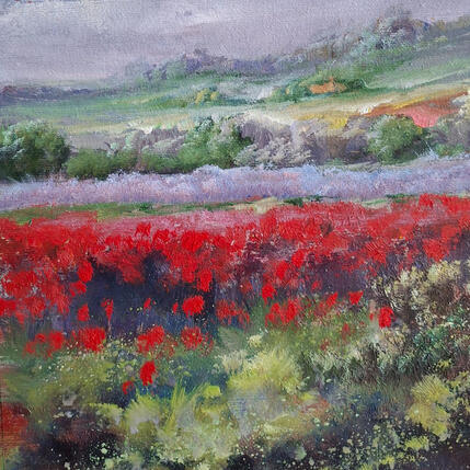 Painting Entre Lavanda y amapolas by Cabello Ruiz Jose | Painting Figurative Oil Landscapes, Pop icons